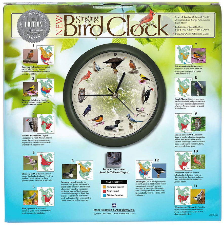 Limited Edition 20th Anniversary Singing Bird Clock, 8 Inch