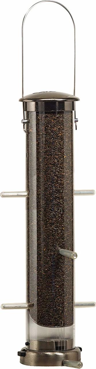 Quick-Clean Thistle Brushed Nickel Tube Feeder, Medium