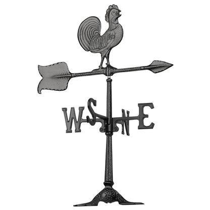 24-Inch Black Rooster Garden Weathervane
