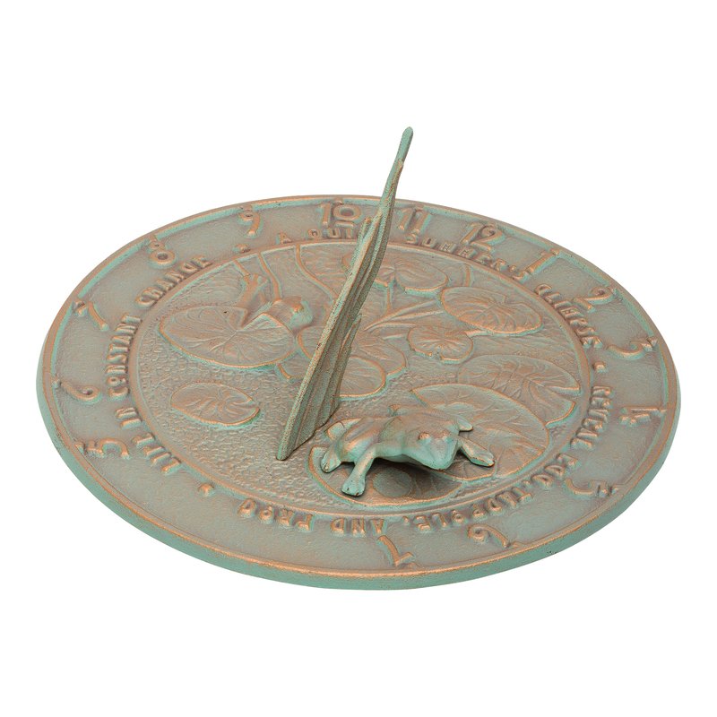 12-Inch Copper Verdigris Frog Garden Sundial