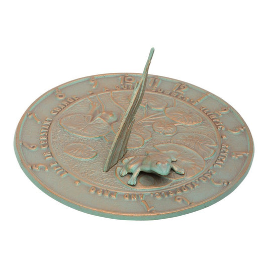 12-Inch Copper Verdigris Frog Garden Sundial