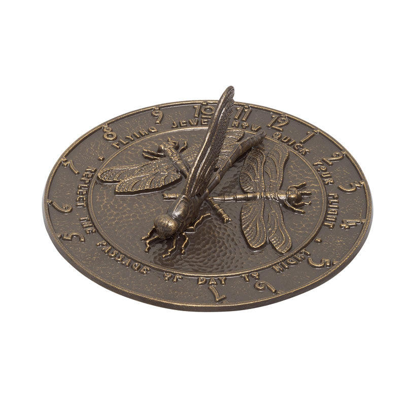 12-Inch French Bronze Dragonfly Garden Sundial