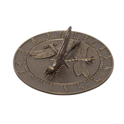 12-Inch French Bronze Dragonfly Garden Sundial