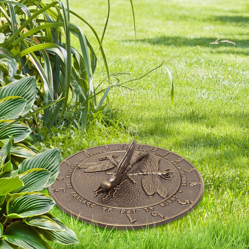 12-Inch French Bronze Dragonfly Garden Sundial