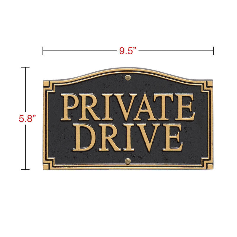Private Drive Black & Gold Wall & Lawn Plaque