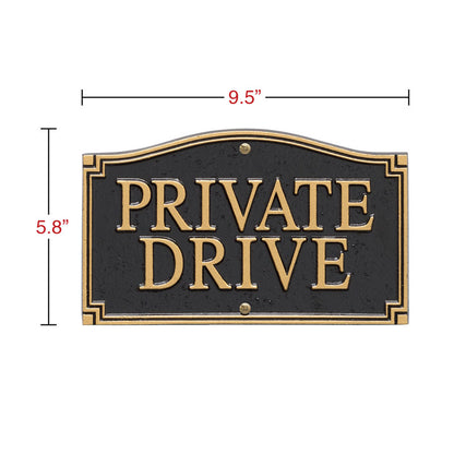 Private Drive Black & Gold Wall & Lawn Plaque