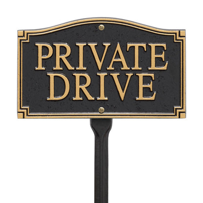Private Drive Black & Gold Wall & Lawn Plaque