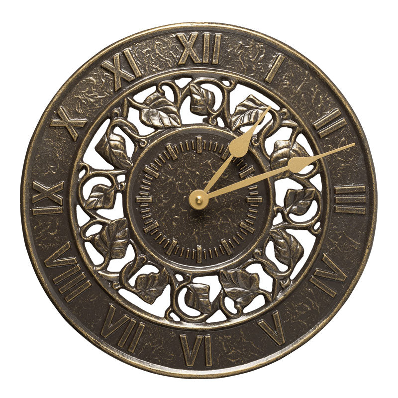 12-Inch French Bronze Ivy Indoor & Outdoor Wall Clock