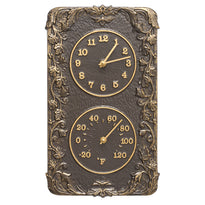 French Bronze Acanthus Indoor & Outdoor Wall Clock and Thermometer