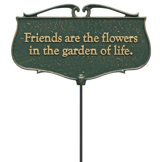 Friends Are the Flowers Green & Gold Garden Poem Sign
