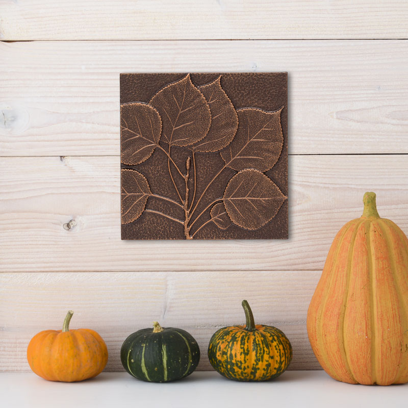 8-Inch Antique Copper Aspen Leaf Wall Décor