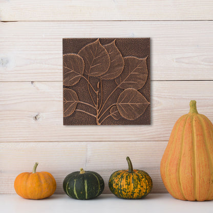 8-Inch Antique Copper Aspen Leaf Wall Décor