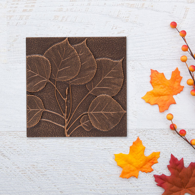 8-Inch Antique Copper Aspen Leaf Wall Décor