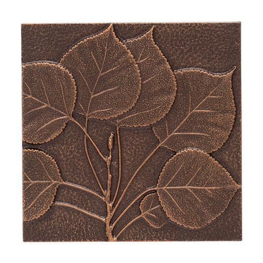 8-Inch Antique Copper Aspen Leaf Wall Décor
