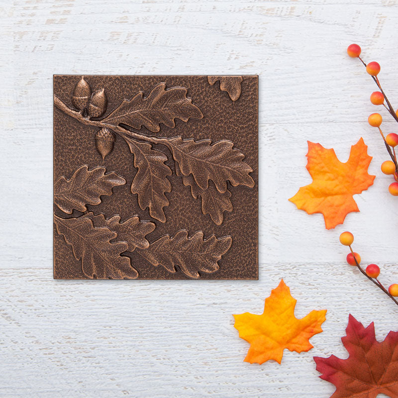 8-Inch Antique Copper Oak Leaf Wall Décor