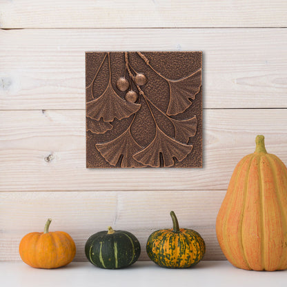 8-Inch Antique Copper Ginkgo Leaf Wall Décor