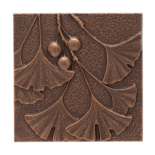 8-Inch Antique Copper Ginkgo Leaf Wall Décor