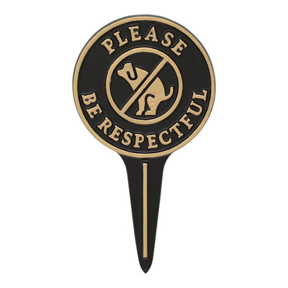 Please Be Respectful Black & Gold Dog Courtesy Lawn Stake