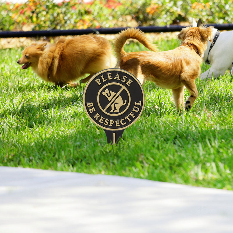 Please Be Respectful Black & Gold Dog Courtesy Lawn Stake