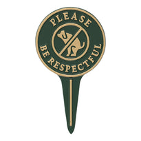 Please Be Respectful Green & Gold Dog Courtesy Lawn Stake