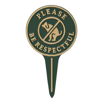 Please Be Respectful Green & Gold Dog Courtesy Lawn Stake