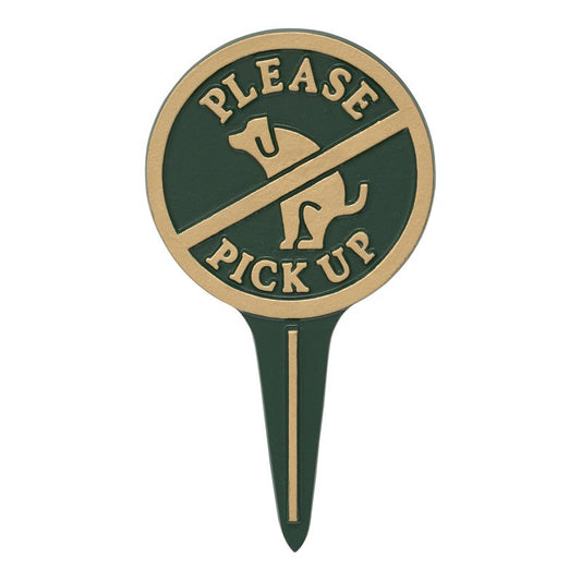 Please Pick Up Green & Gold Dog Courtesy Lawn Stake