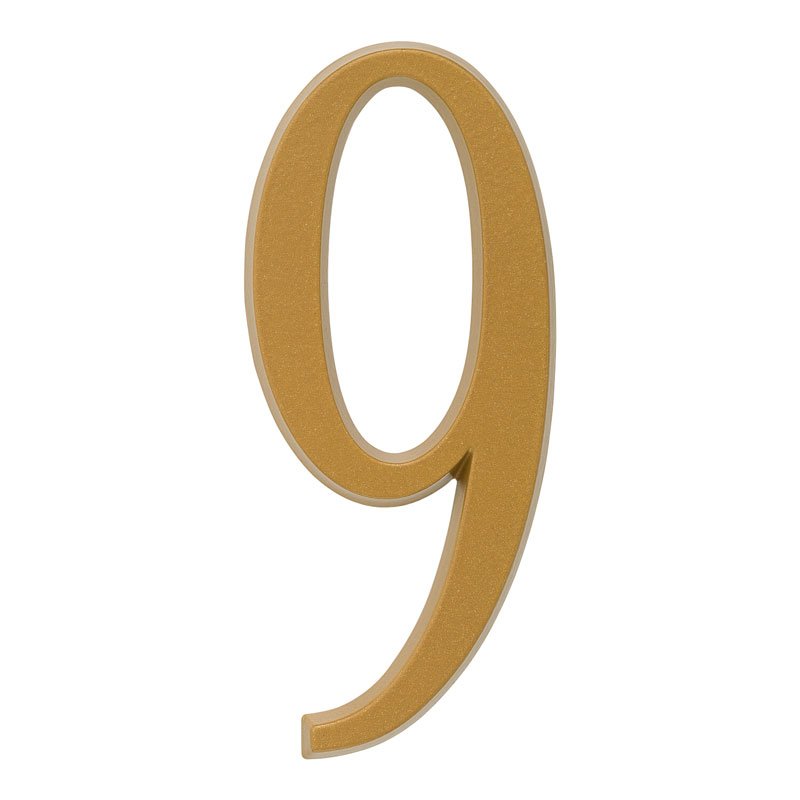 4.75-Inch Satin Gold House Number – 9