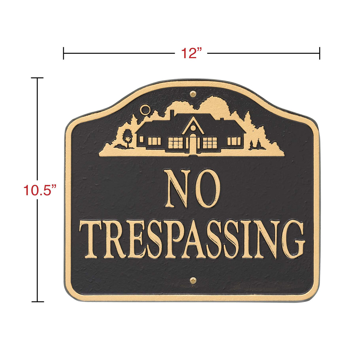 Green & Gold Custom No Trespassing Cast Aluminum Sign – Wall or Lawn Mount