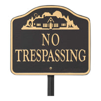 Green & Gold Custom No Trespassing Cast Aluminum Sign – Wall or Lawn Mount