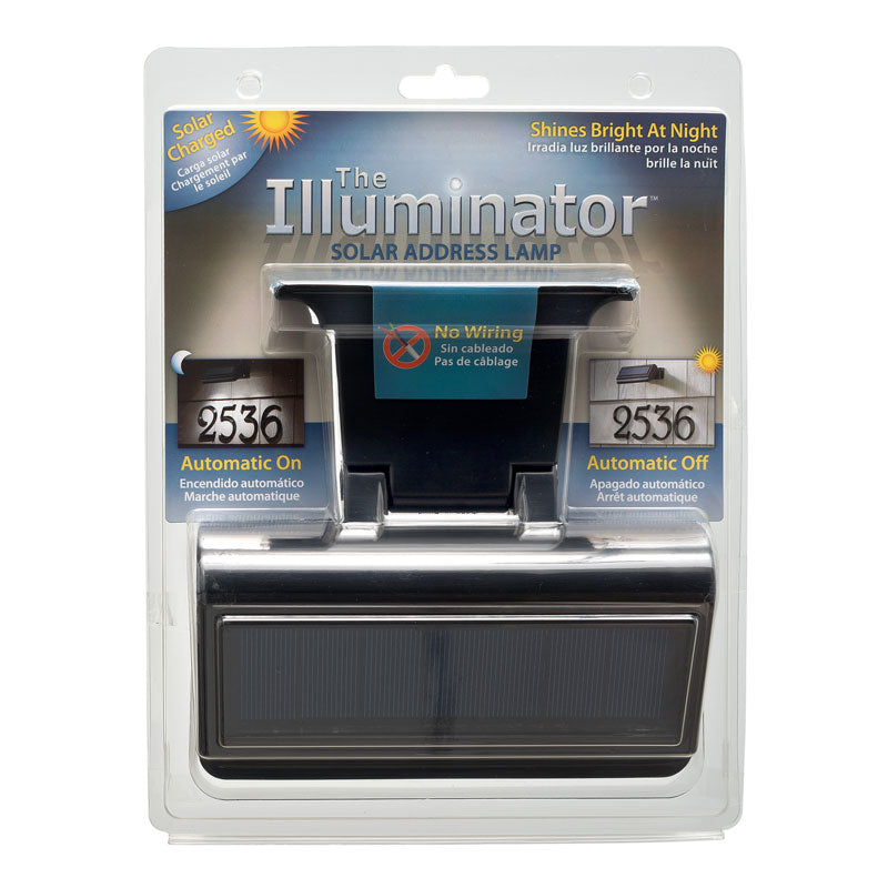 Black Solar LED Address Plaque Light – Standard Wall Mount