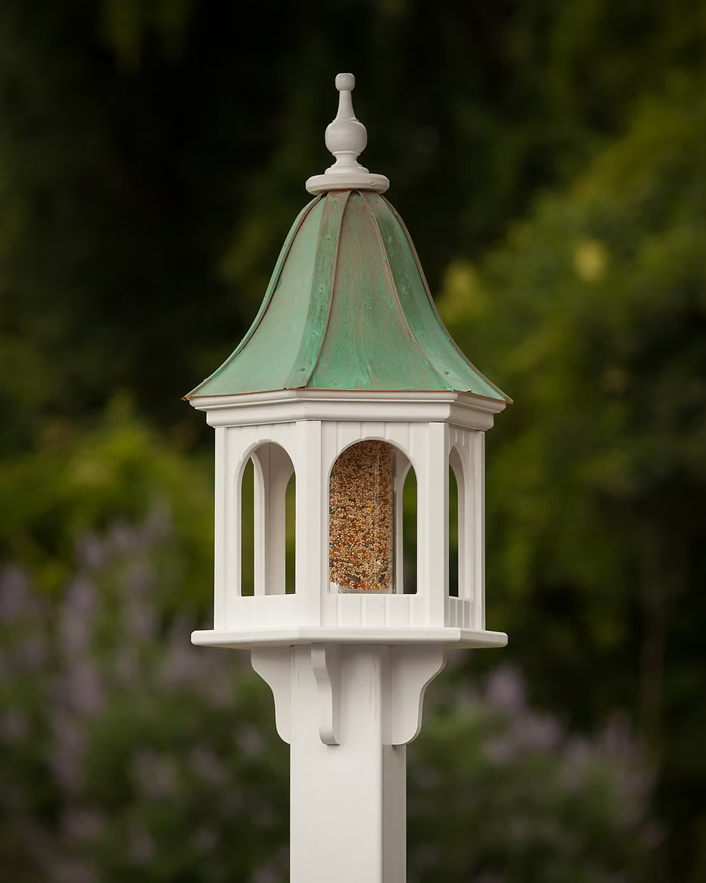 Large Hexagon Bird Feeder with Copper Roof