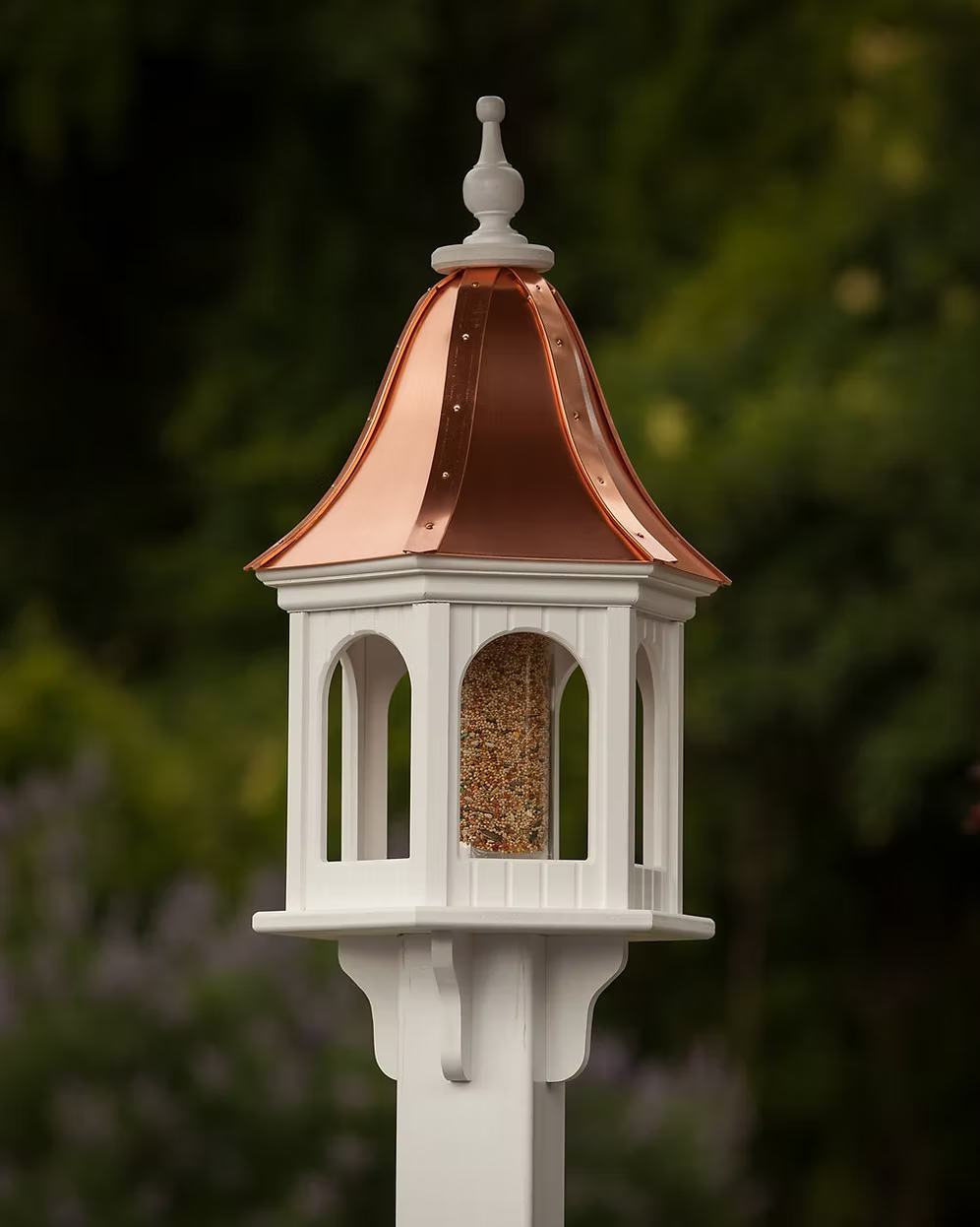 Large Hexagon Bird Feeder with Copper Roof