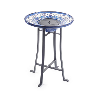 Blue Mosaic Solar Birdbath