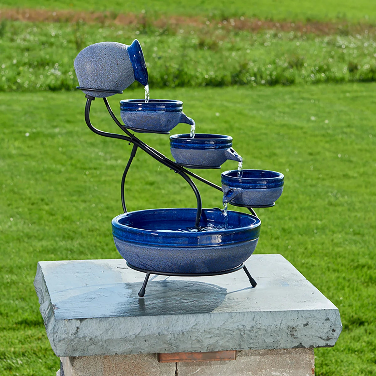 4-Tier Cascade Solar Fountain