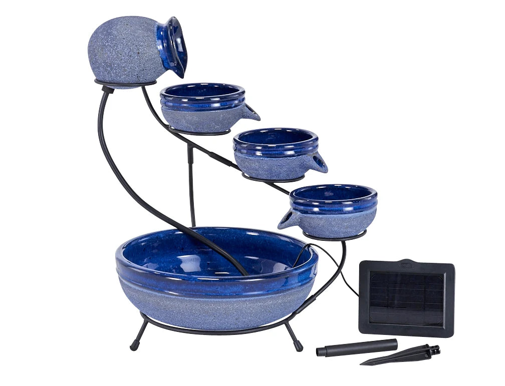 4-Tier Cascade Solar Fountain
