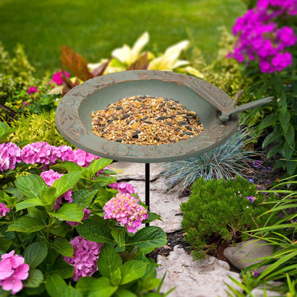 Copper Verdigris Dragonfly Garden Bird Feeder