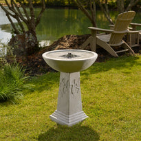 Weathered Ginkgo Solar Birdbath