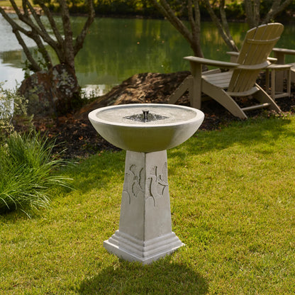 Weathered Ginkgo Solar Birdbath