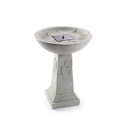Weathered Ginkgo Solar Birdbath