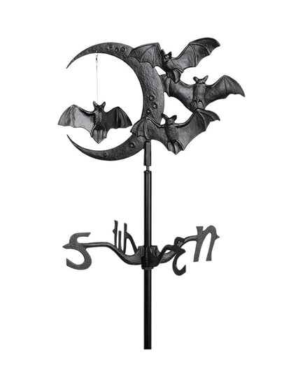 17-Inch Black Bat & Moon Garden Weathervane with 5-Foot Stake