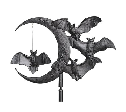 17-Inch Black Bat & Moon Garden Weathervane with 5-Foot Stake