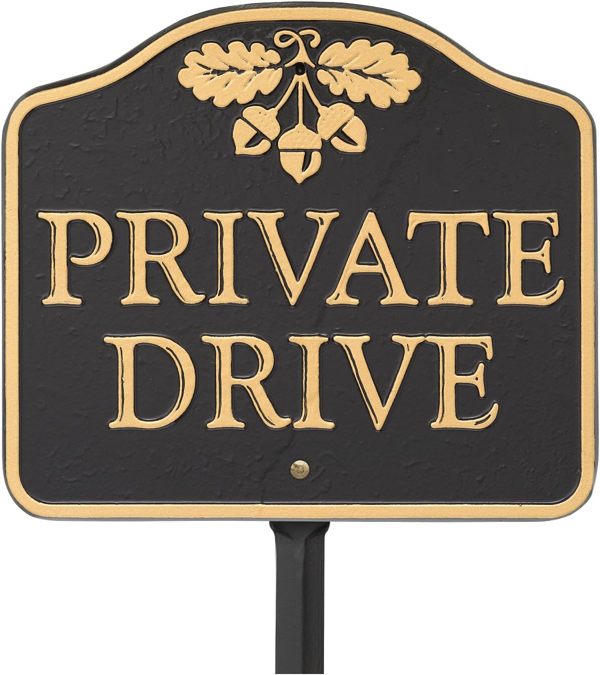 Black & Gold Acorn Private Drive Aluminum Sign – Wall or Lawn Mount