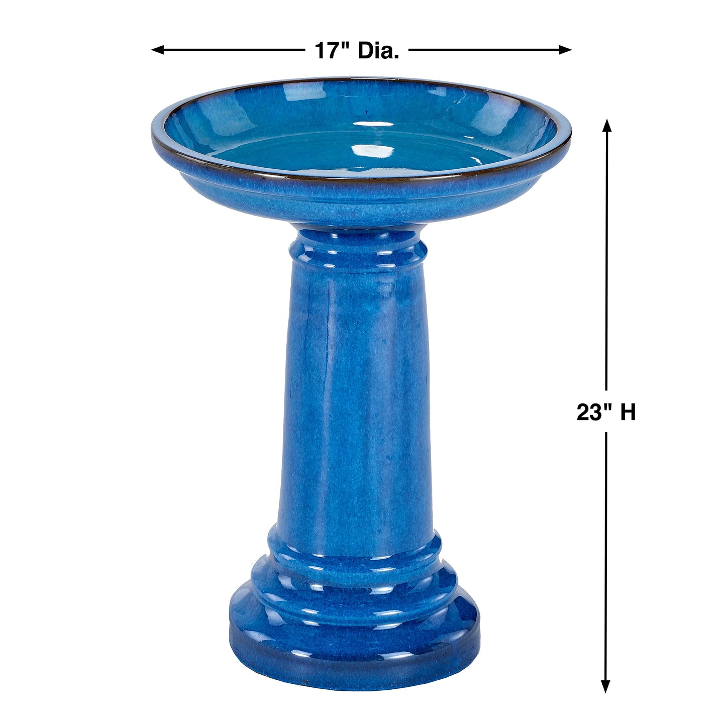 Vibrant Blue Ceramic Birdbath