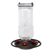 Embossed Clear Glass Hummingbird Feeder, 24 oz