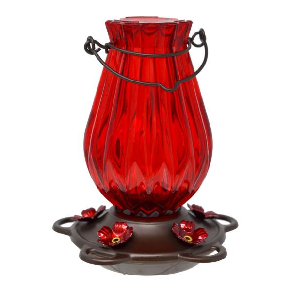 Ruby Lantern 21 oz Glass Hummingbird Feeder