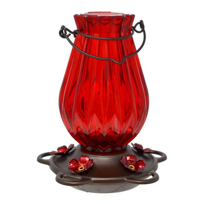 Ruby Lantern 21 oz Glass Hummingbird Feeder
