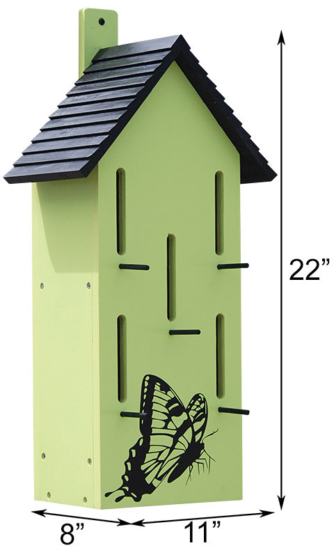 Green Wooden Butterfly Shelter with Perches