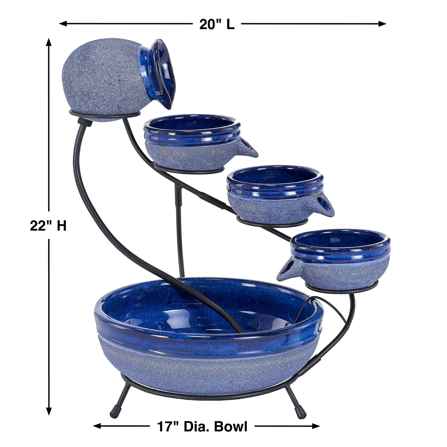 4-Tier Cascade Solar Fountain
