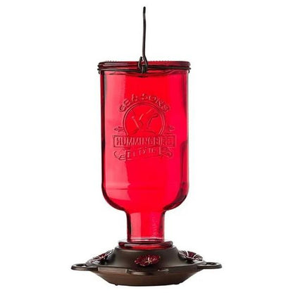 Vintage Apothecary Glass Hummingbird Feeder with Perches – 13 oz