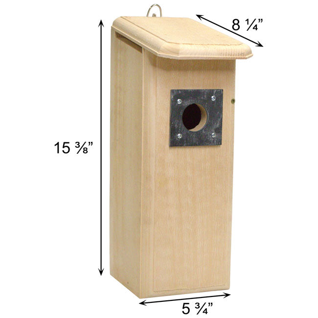 Downy Woodpecker Pine Nest Box with Slate Predator Guard